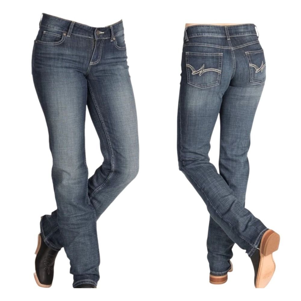 Wrangler Women Essential Straight Leg Mid Rise Slim Fit Jean‎ Stretch Size 11x34